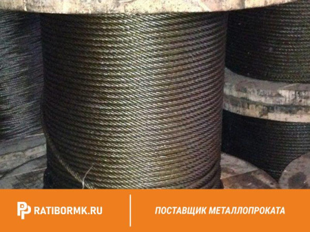 Канат стальной 39,5 мм ГОСТ 2688-80 свивка ЛК-Р 6х19 (1+6+6/6)+1